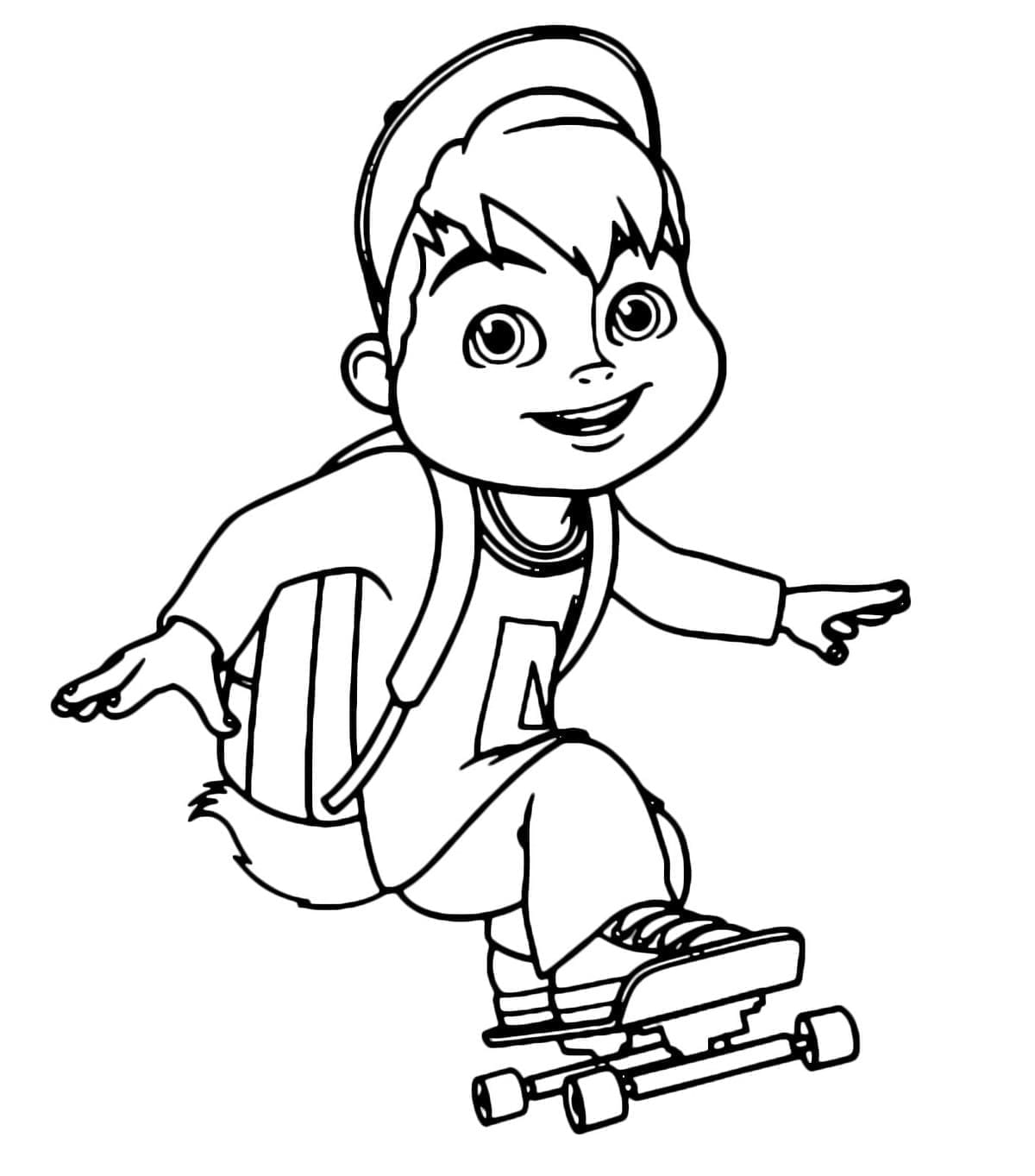 Alvin på skateboard fargelegging
