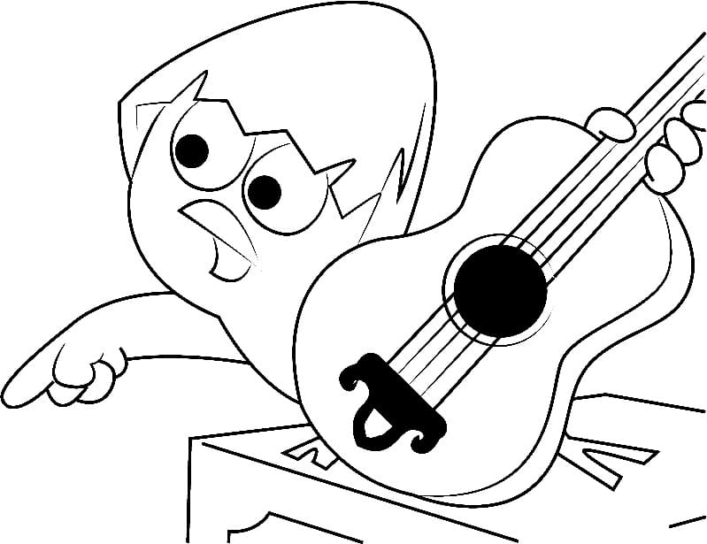 Calimero med gitar fargelegging
