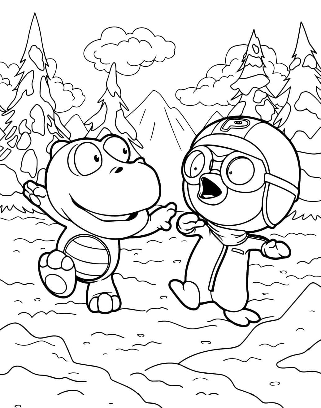 Crong og Pororo fargelegging