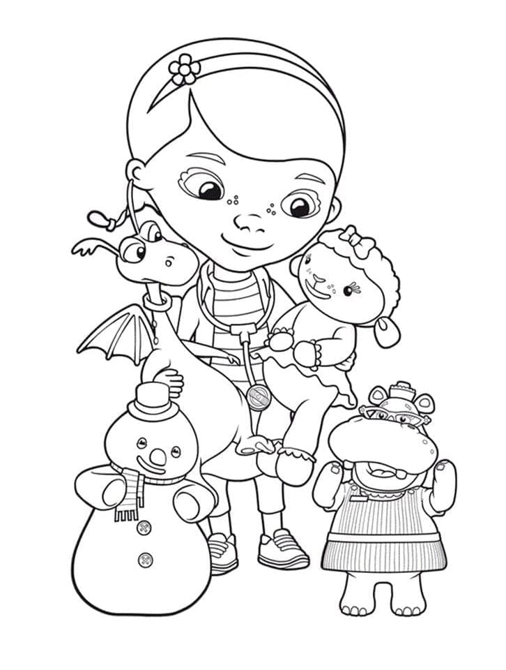 Doktor McStuffins og vennene hennes fargelegging