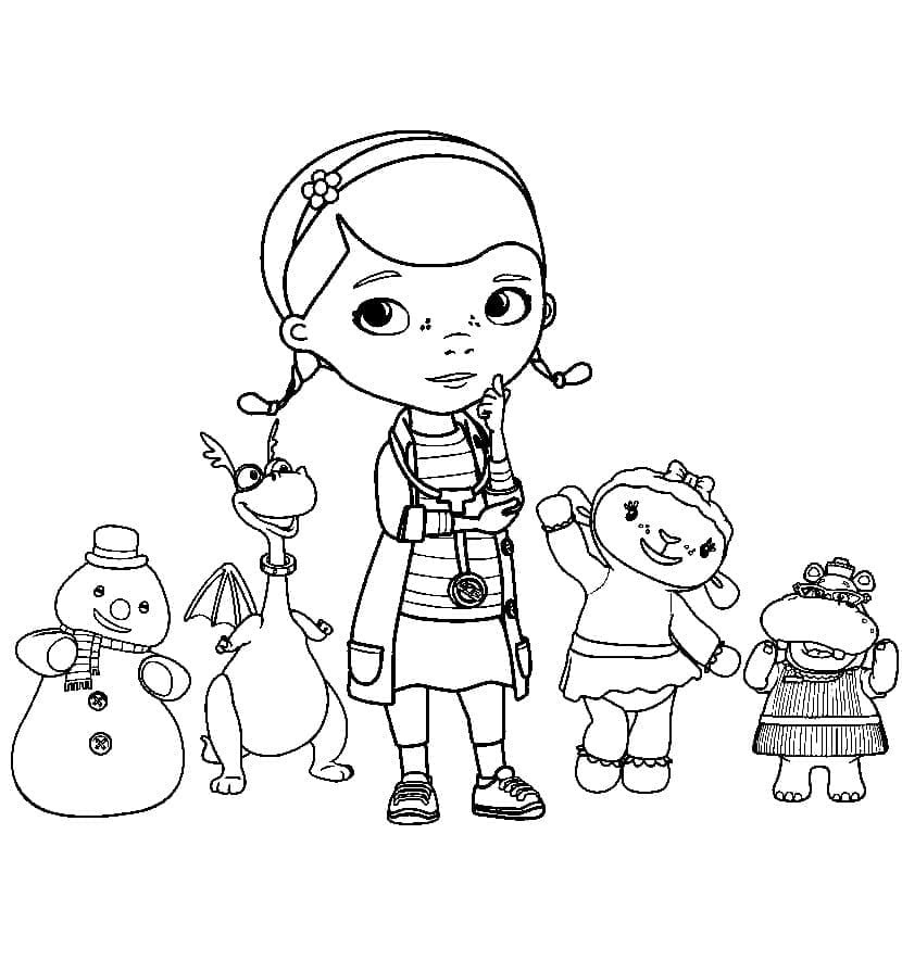 Doktor McStuffins og venner fargelegging