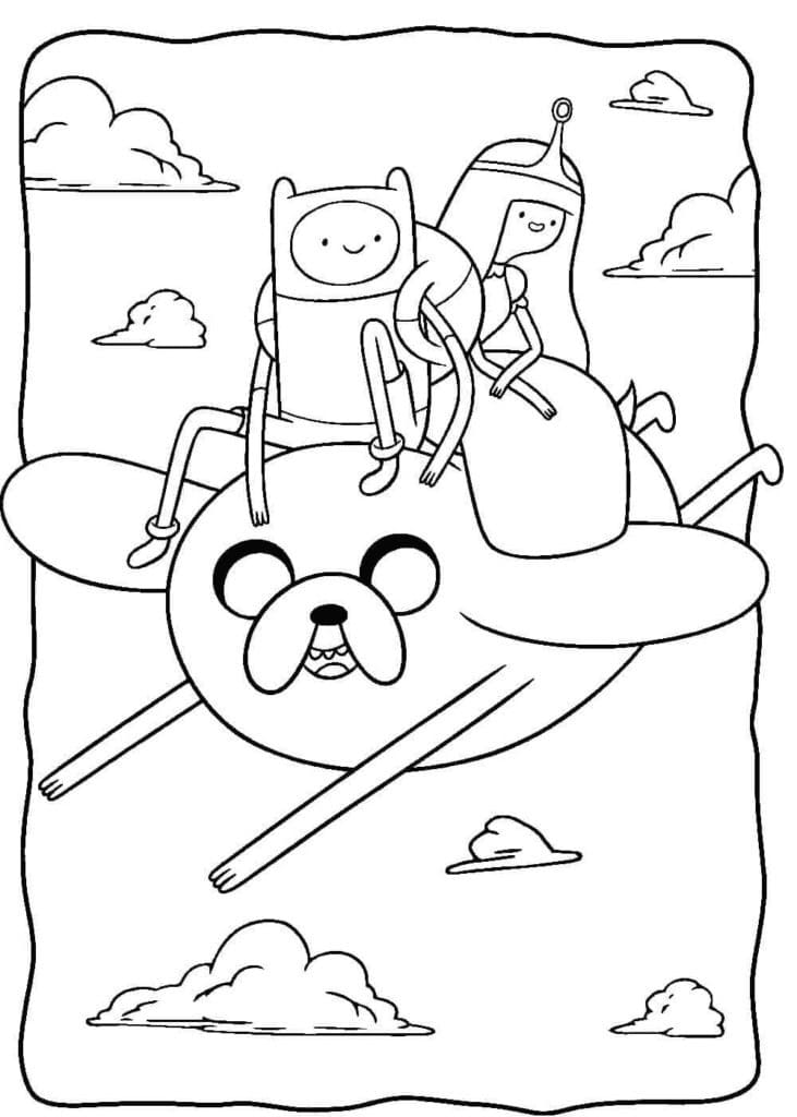 Finn, Jake og Prinsesse Bubblegum fargelegging
