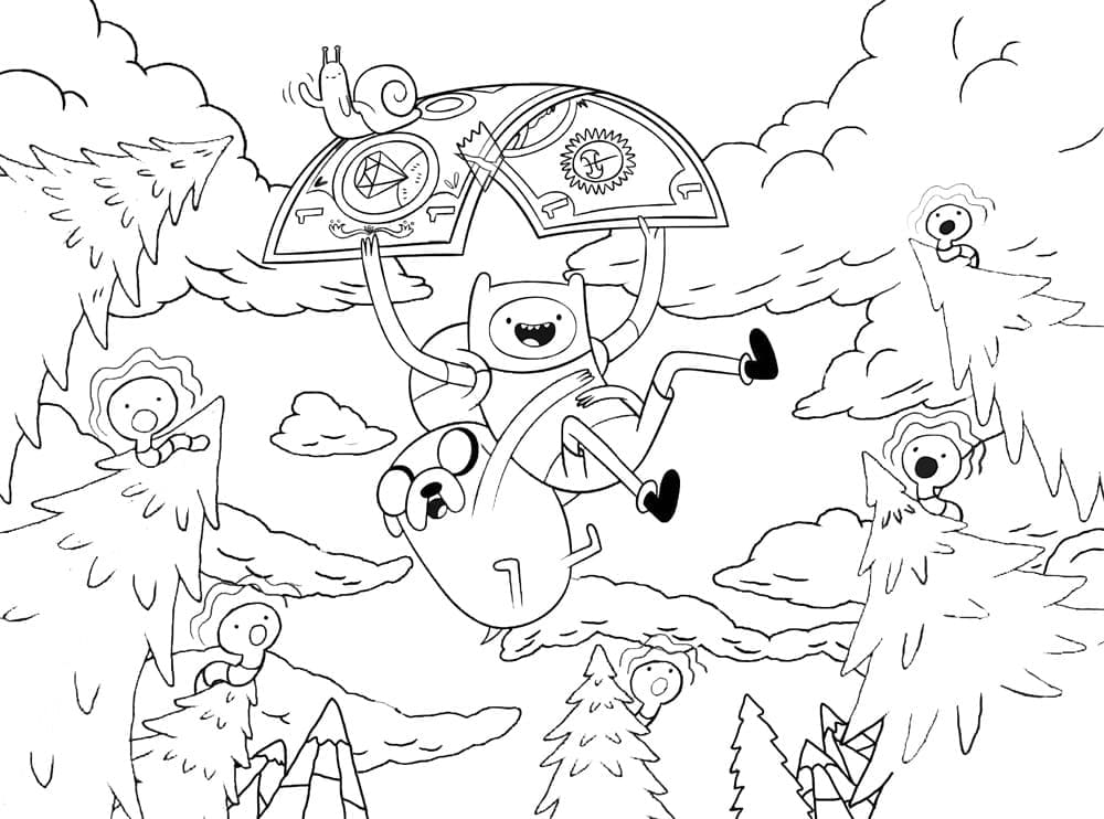 Finn og Jake flyr fargelegging