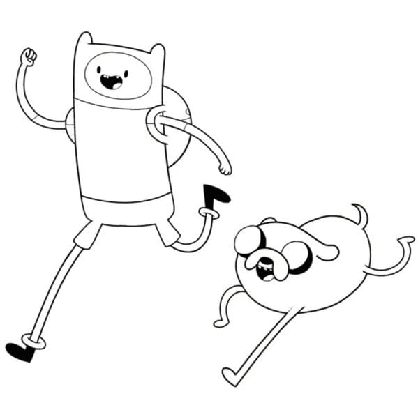 Finn og Jake som løper fargelegging