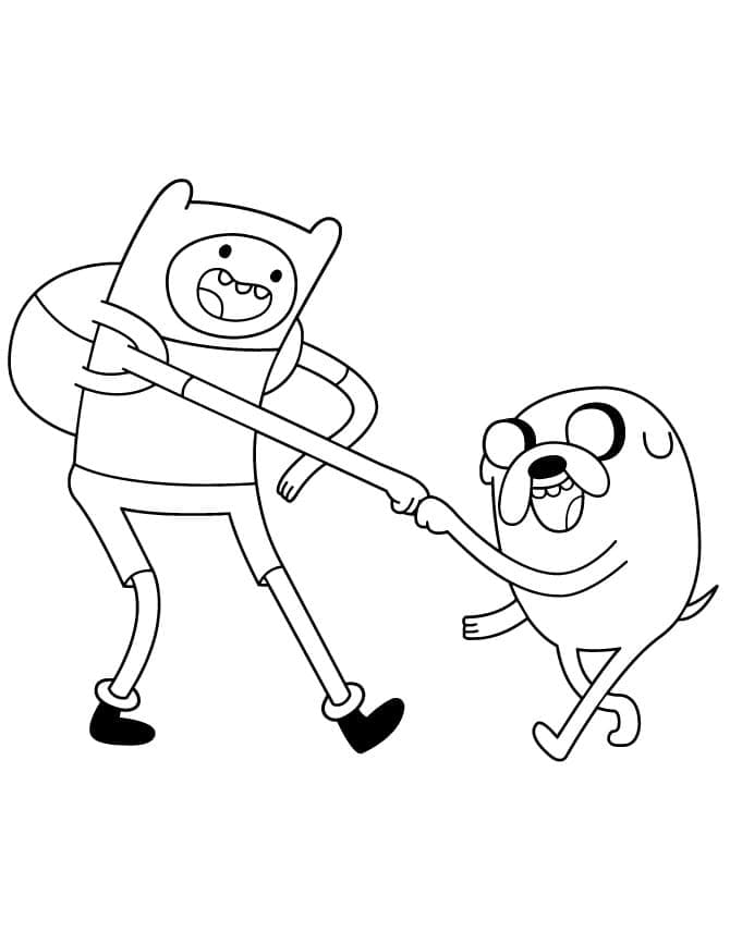 Lykkelige Finn og Jake fargelegging