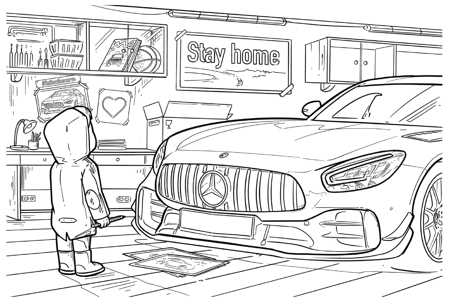 Mercedes og barn fargeleggingsside