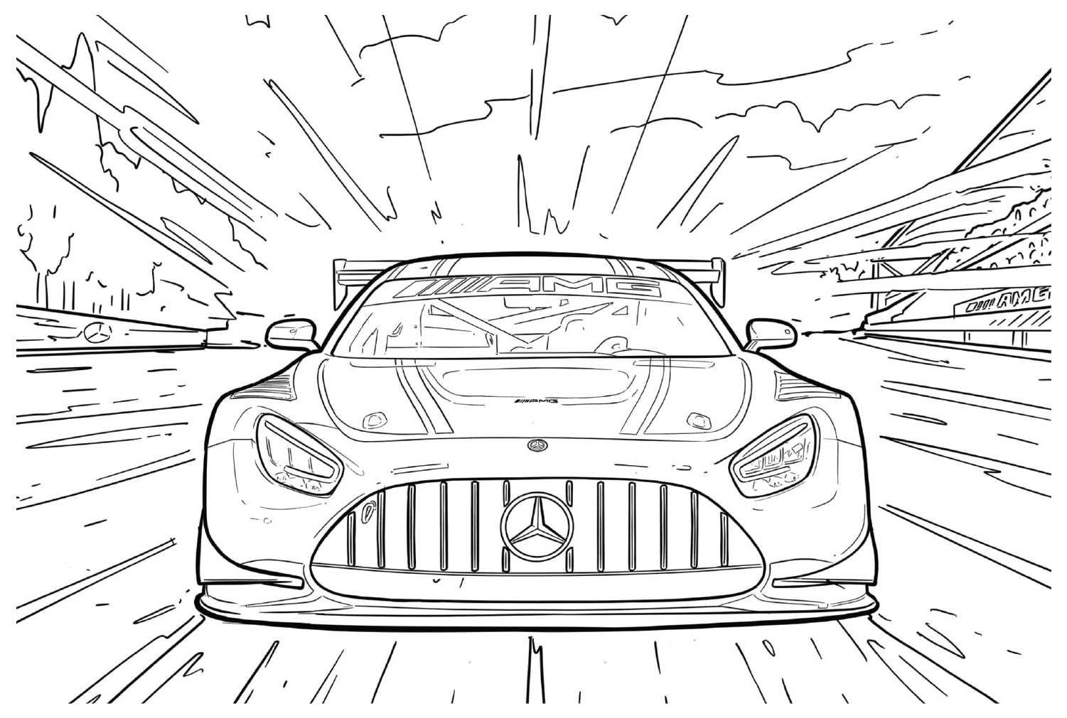 Mercedes sportsbiltrykk fargeleggingsside