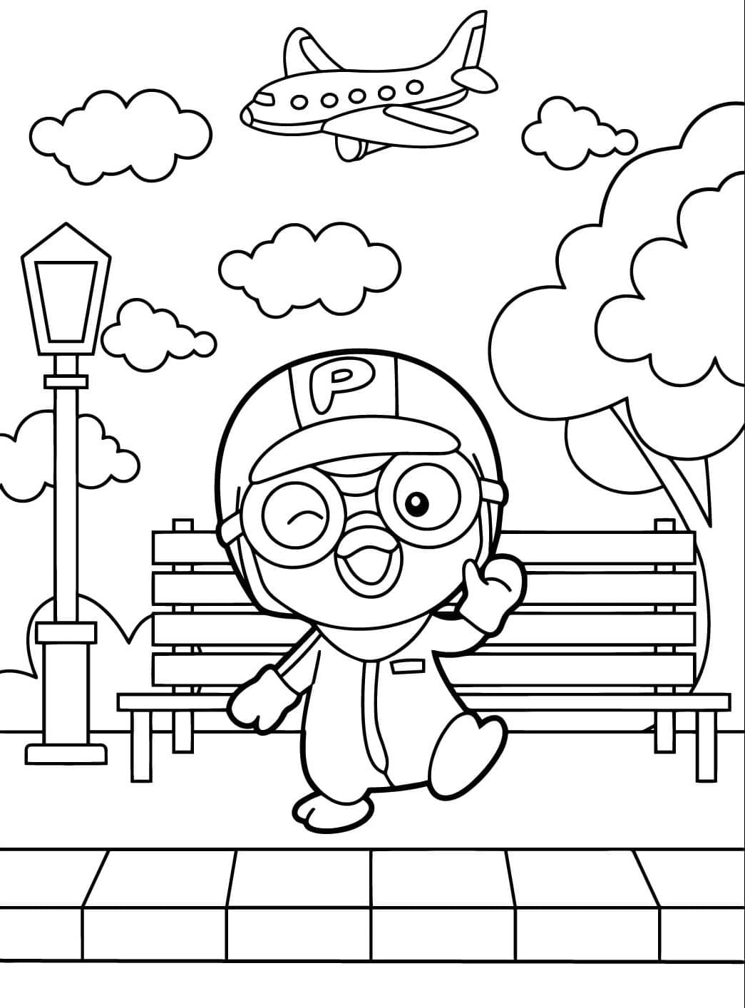 Pororo fornøyd fargelegging