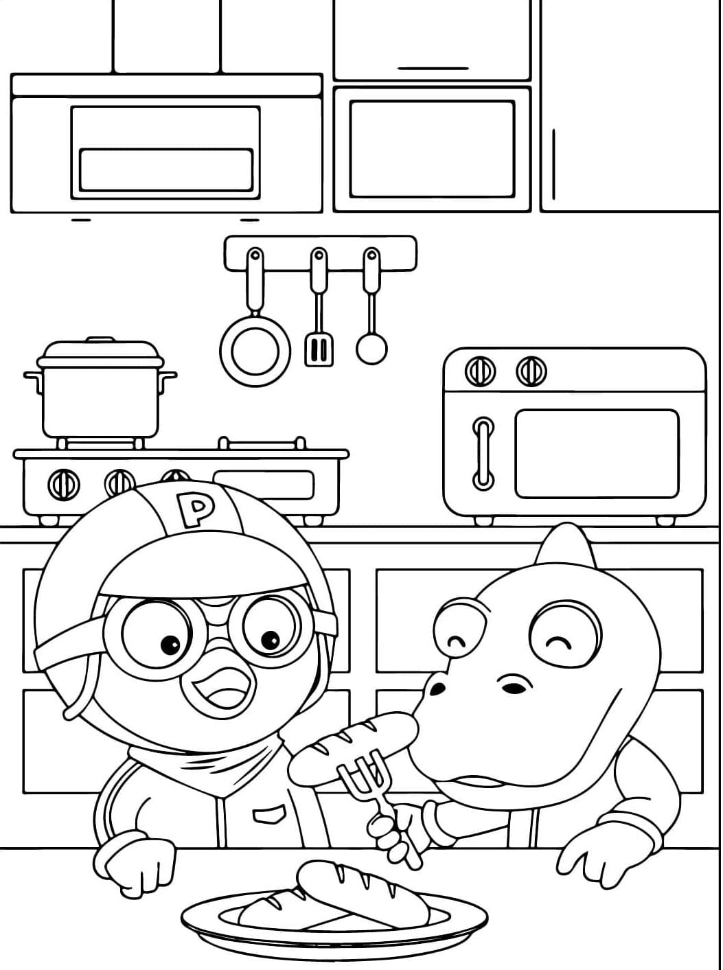 Pororo og Crong fargelegging