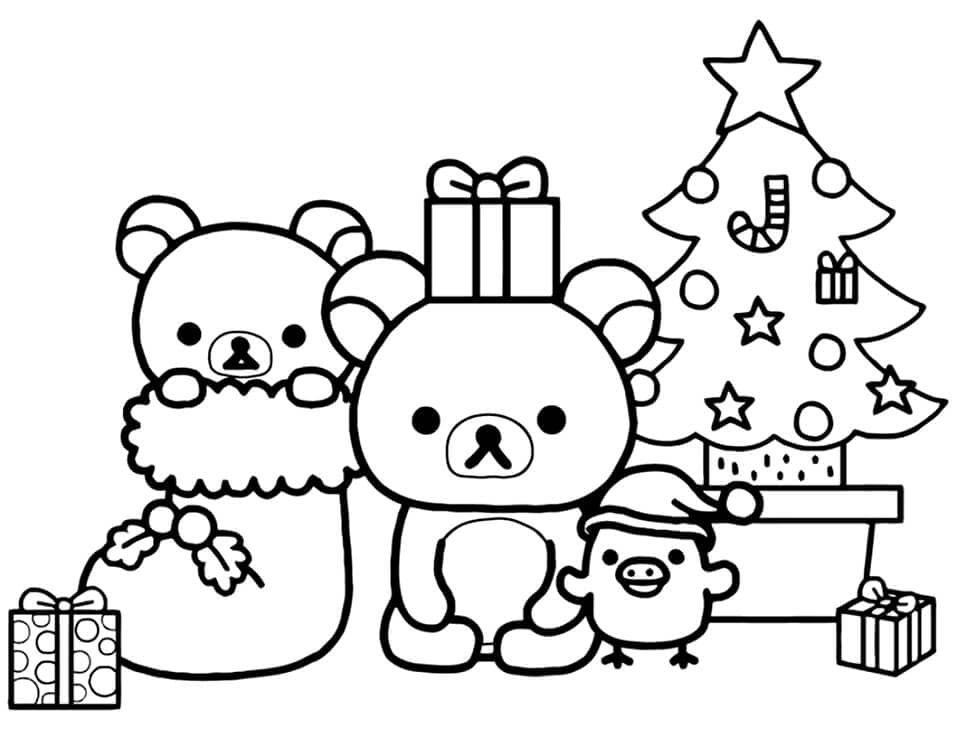Rilakkuma på julen fargelegging