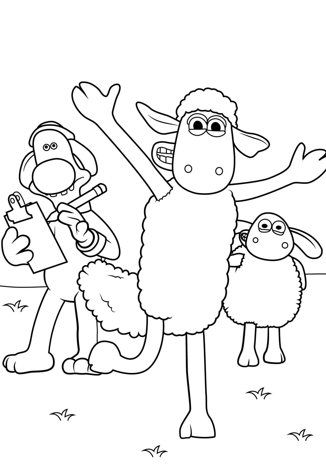 Sauen Shaun gratis utskrift fargelegging