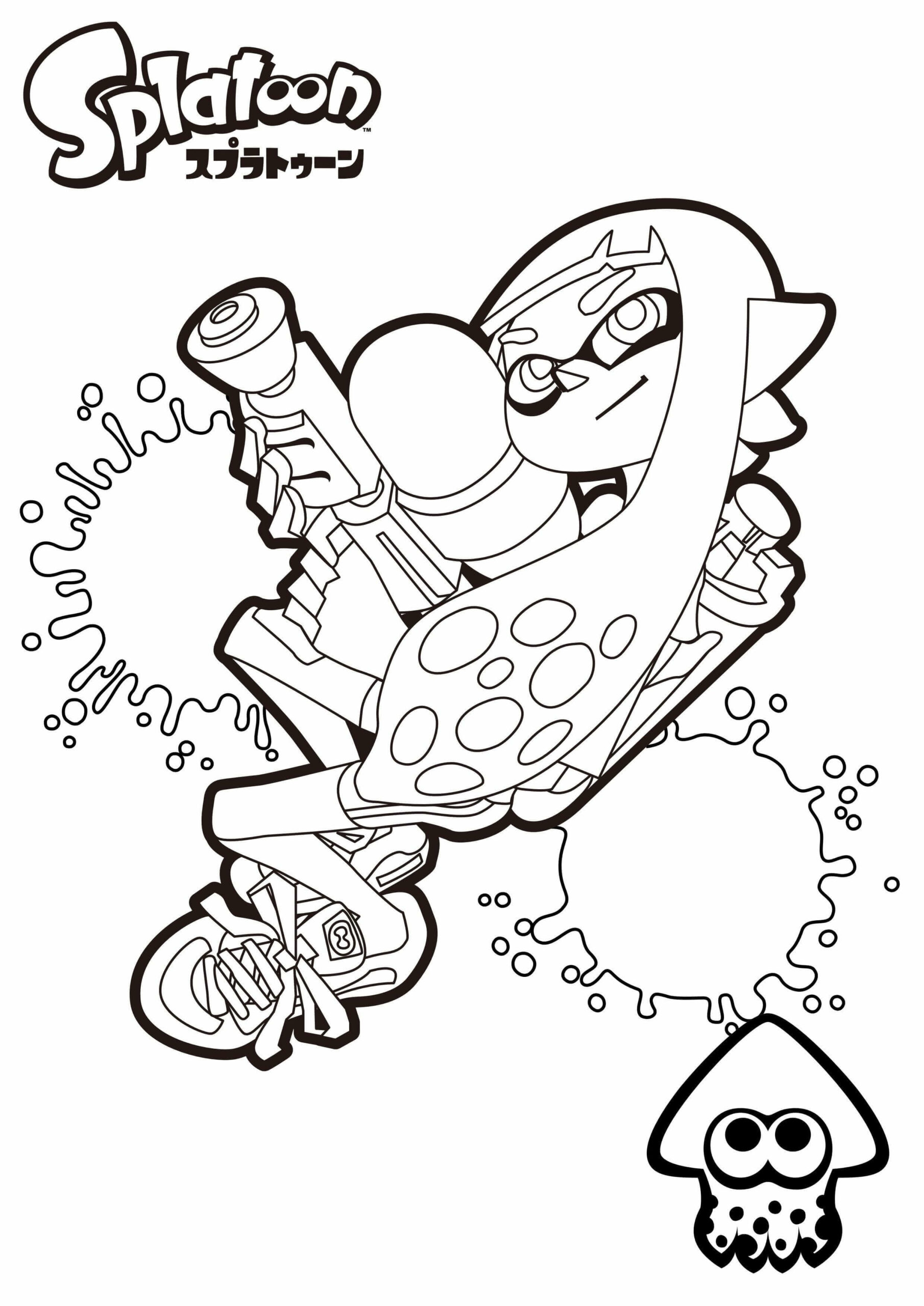 Smilende Splatoon-figur fargelegging