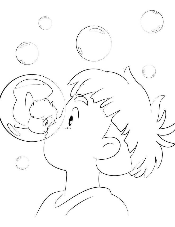 Sosuke og Ponyo fargelegging
