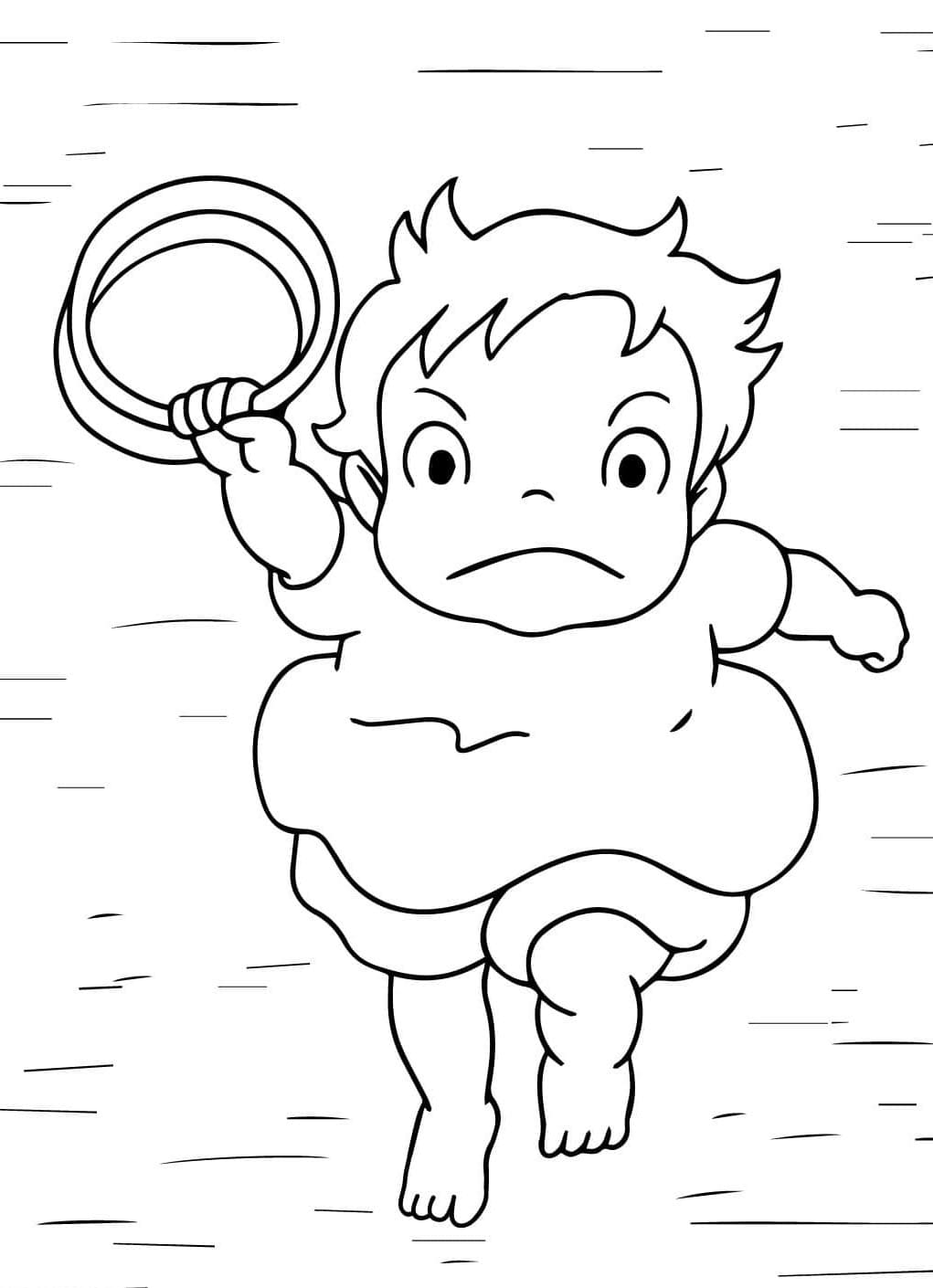 Søtt bilde av Ponyo fargelegging