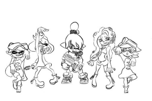 Ulike Splatoon-heltinner fargelegging
