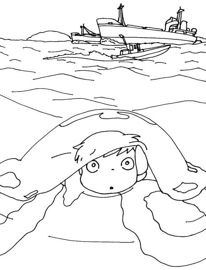 Utskrivbar Ponyo gratis fargelegging
