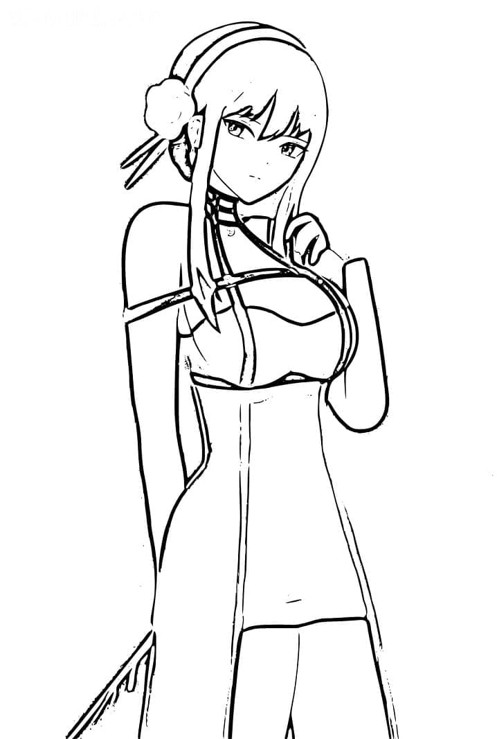 Yor Forger fra Anime Spy x Family fargelegging