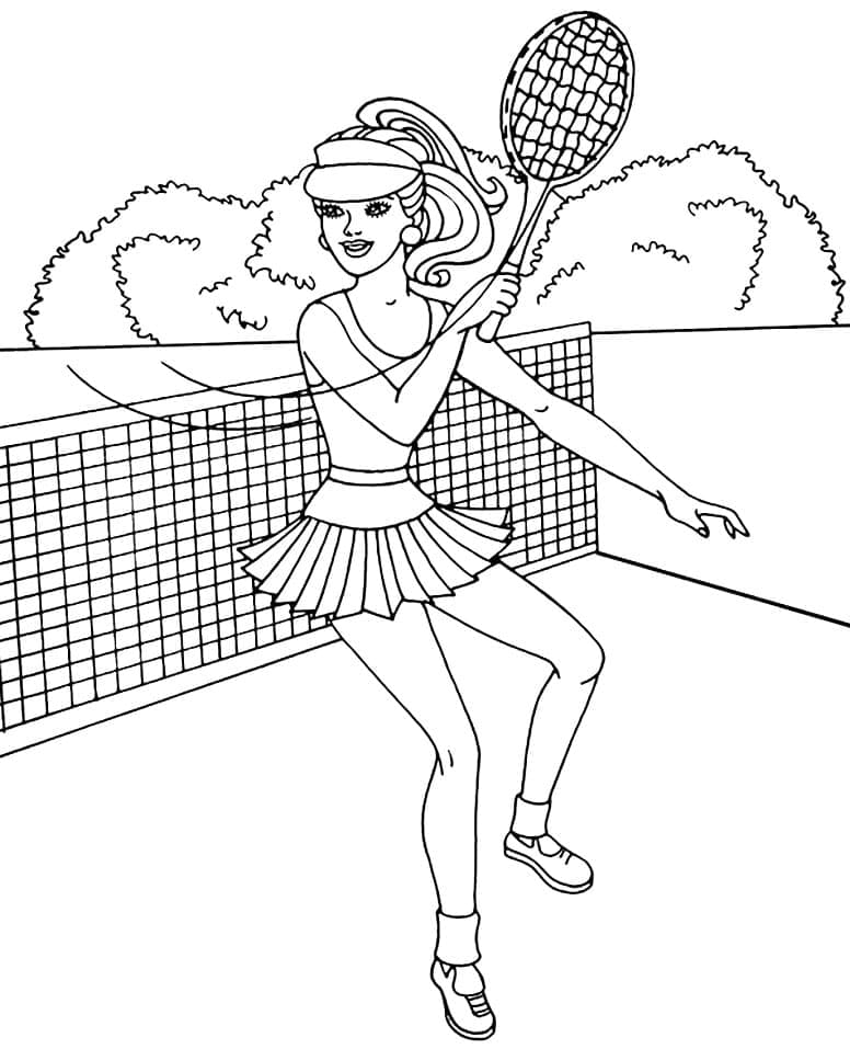 Barbie spiller tennis gratis fargelegging