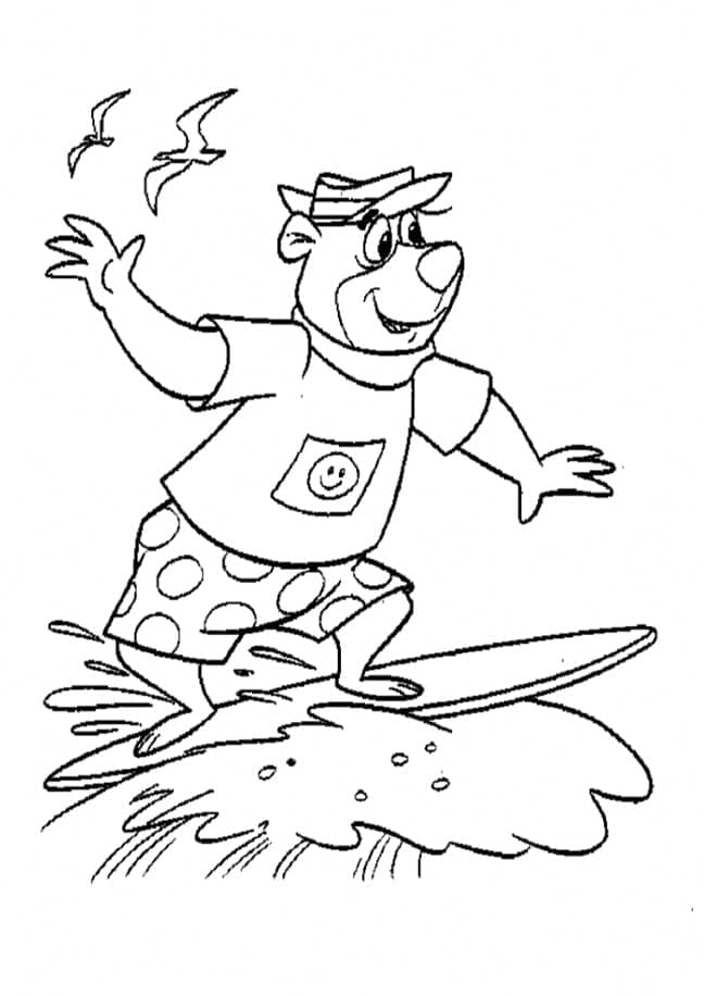 Bjørnen surfer fargelegging