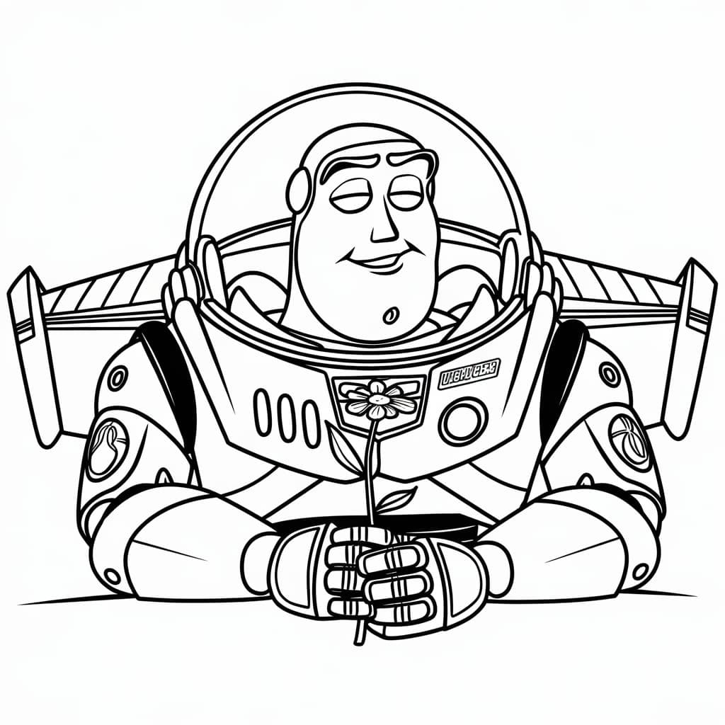 Buzz Lightyear holder en blomst fargelegging