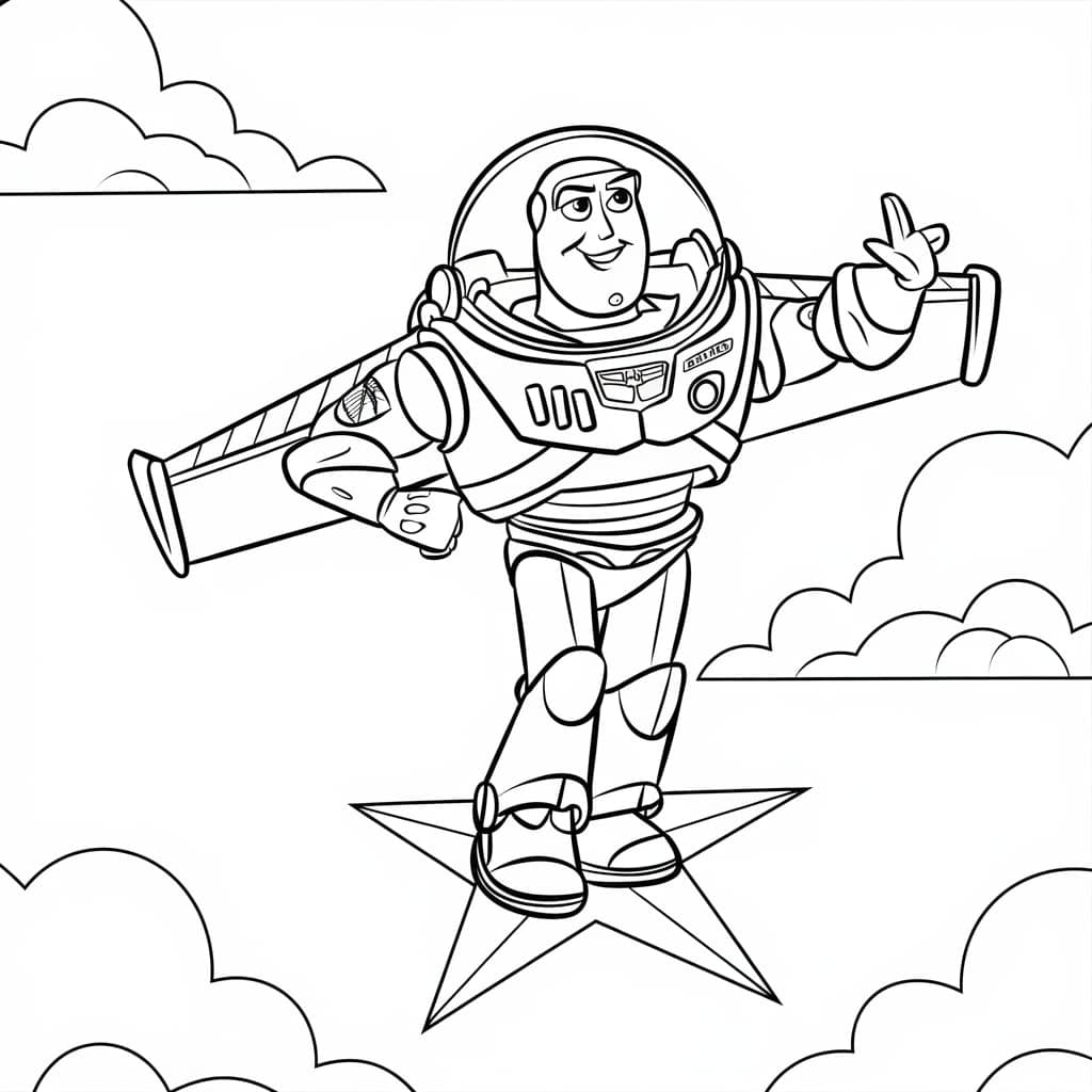 Buzz Lightyear på himmelen fargelegging