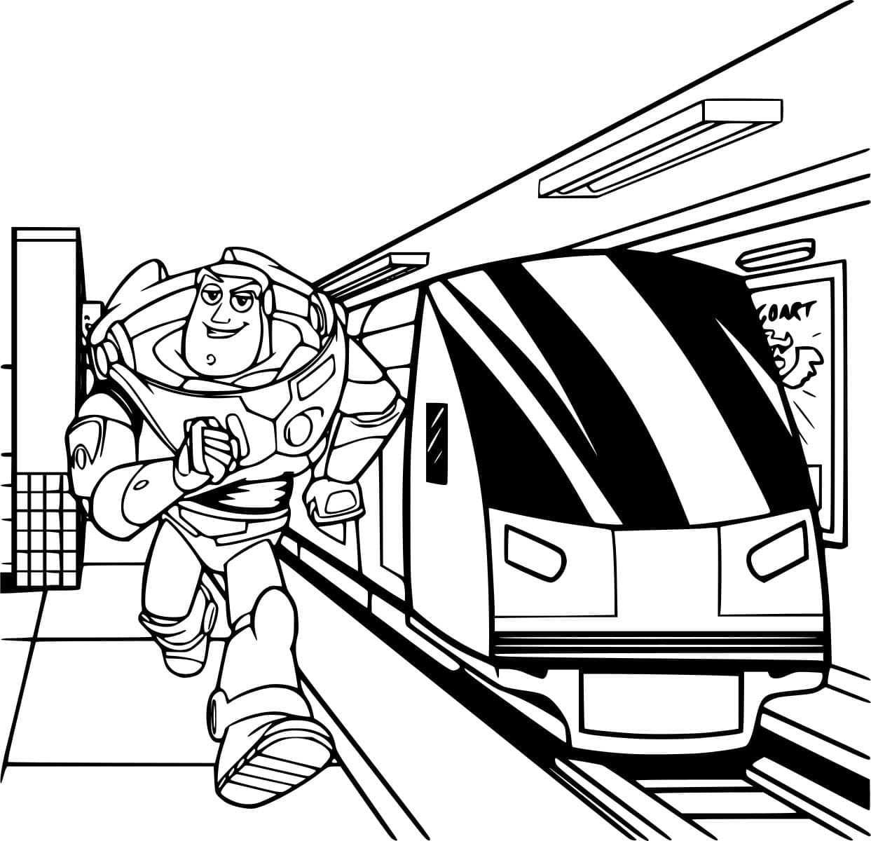 Buzz Lightyear på T-banestasjonen fargelegging