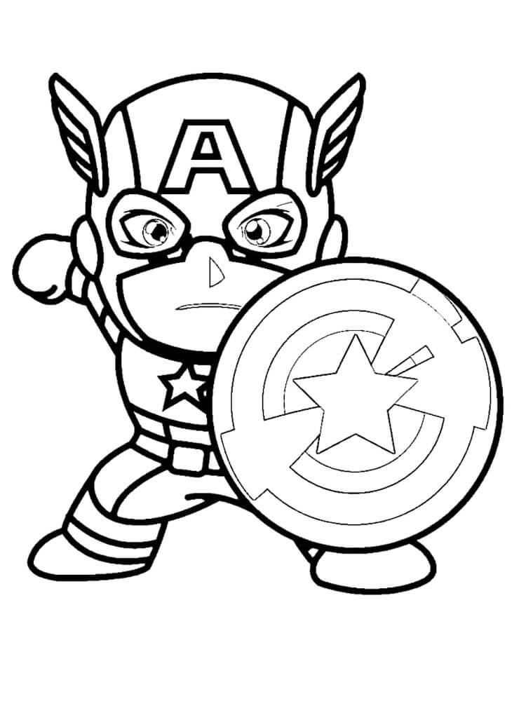 Chibi Captain America Forsvar fargelegging