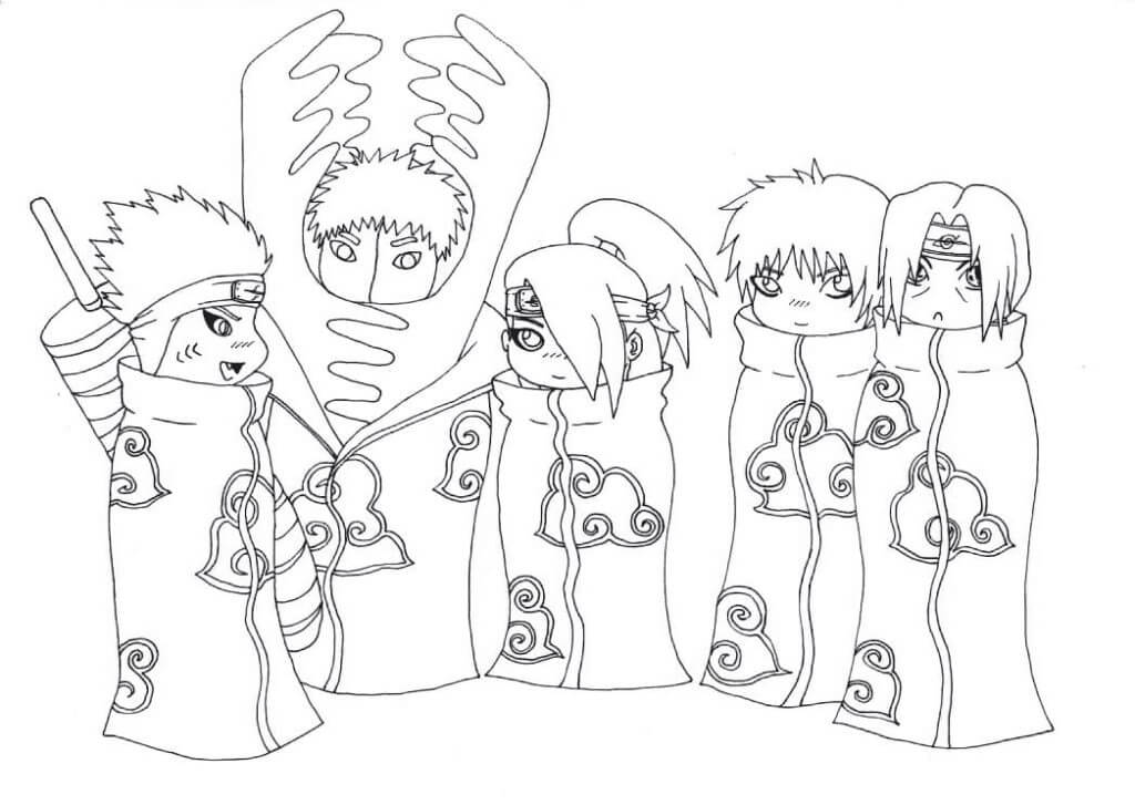 Chibi Deidara og venner fargelegging