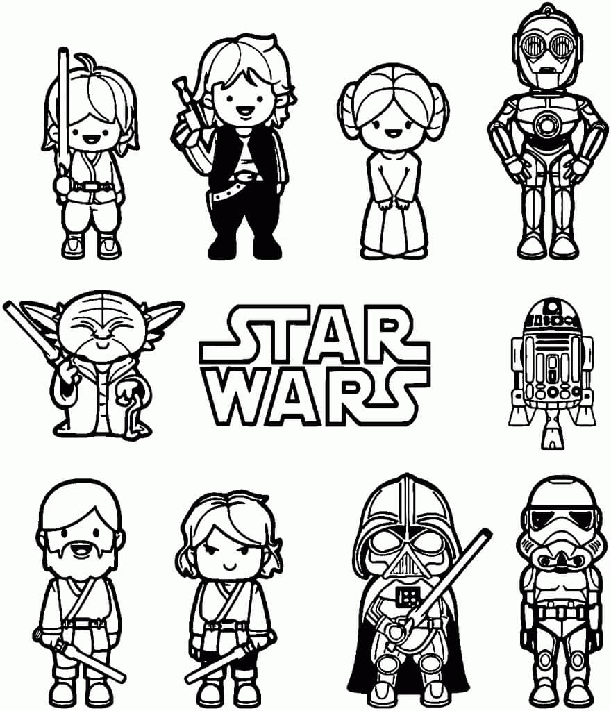 Chibi-figurer fra Star Wars fargelegging