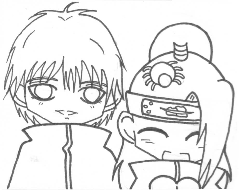 Chibi Sasori og Deidara fargelegging