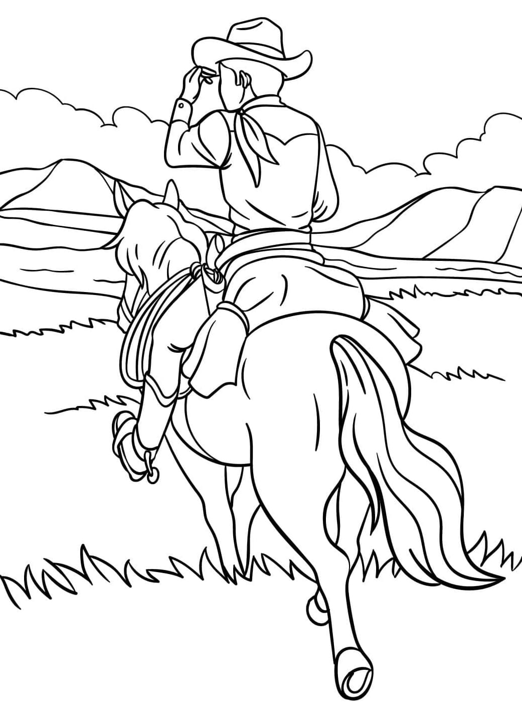 Cowboy i gressletter fargelegging