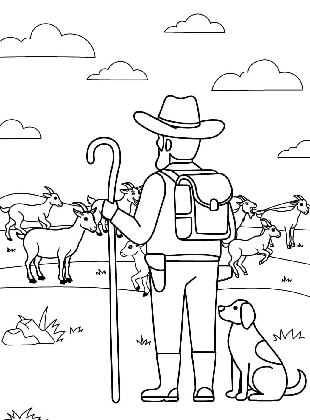 Cowboy og dyrene hans fargelegging