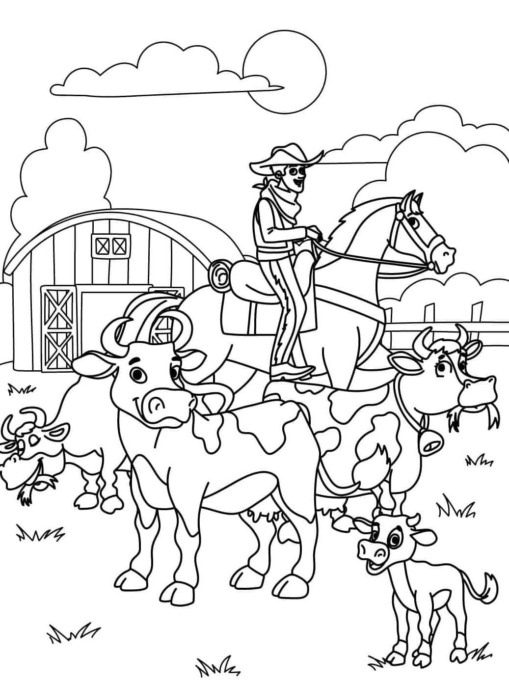 Cowboy og gården hans fargelegging
