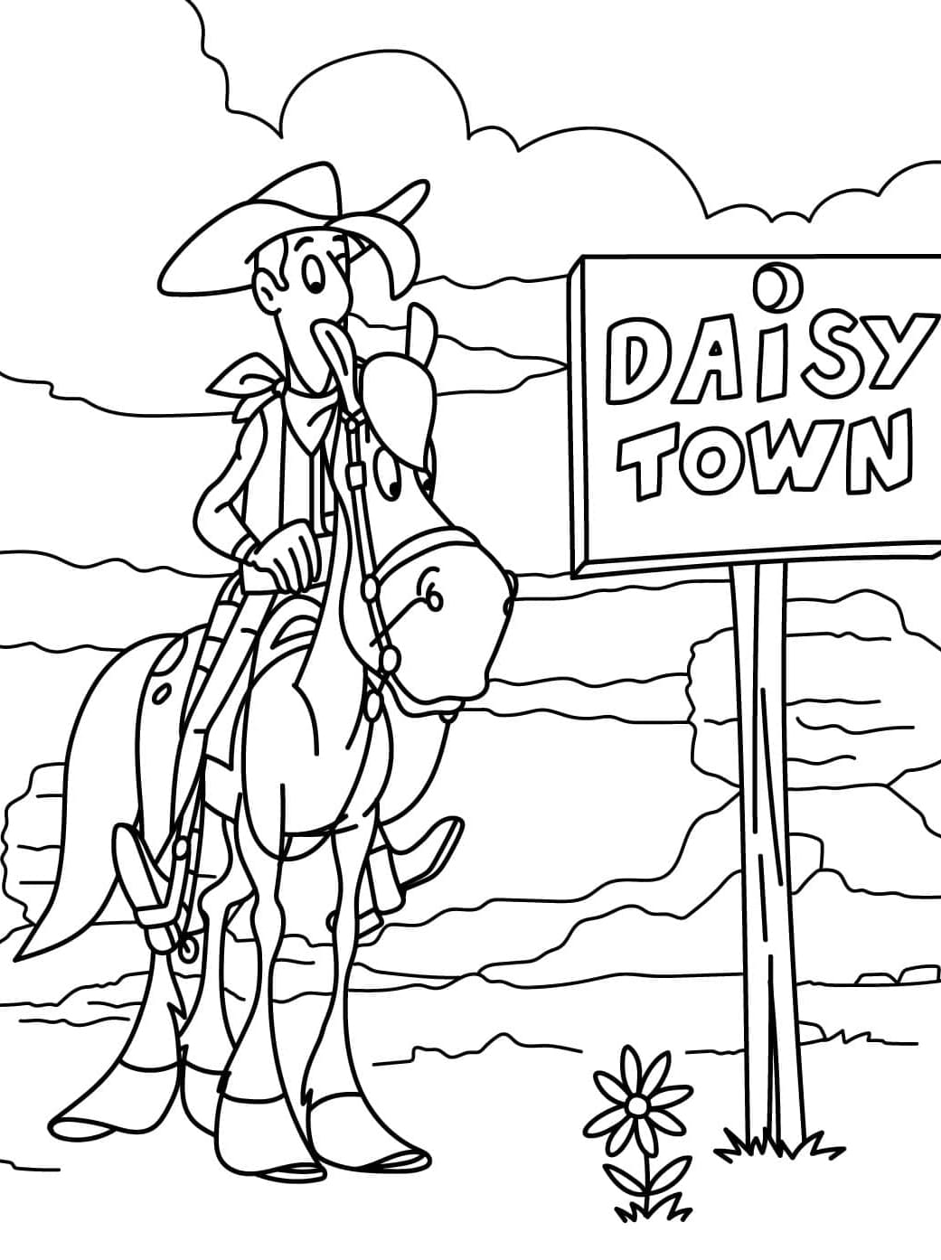 Cowboy og hesten hans fargelegging