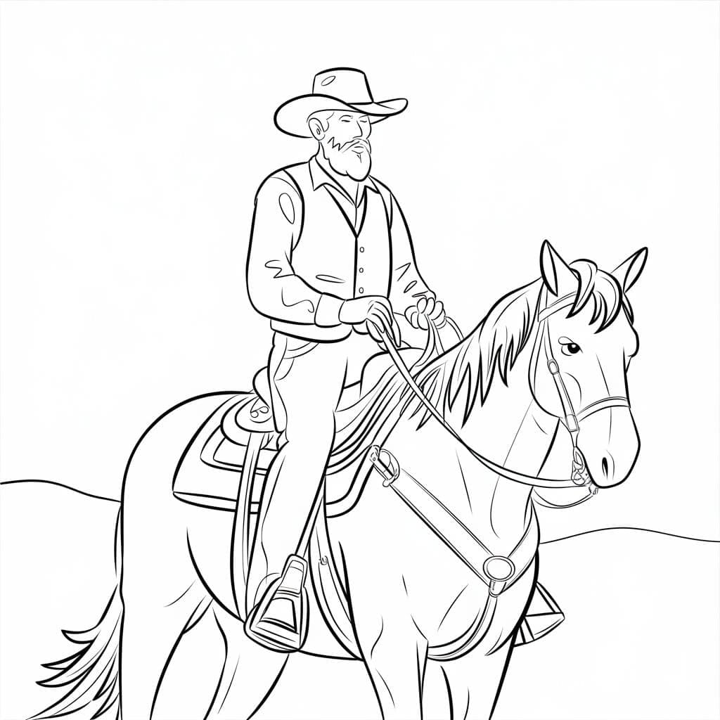 Cowboy på hest fargelegging
