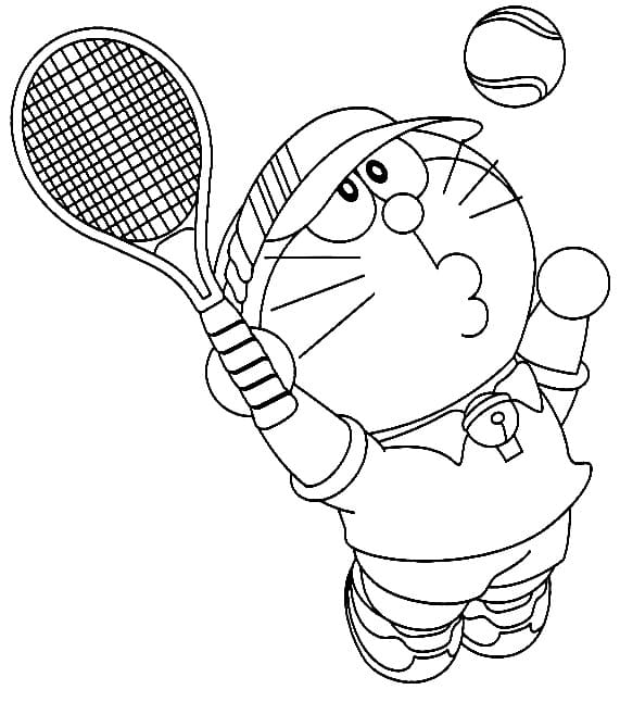 Doraemon spiller tennis fargelegging
