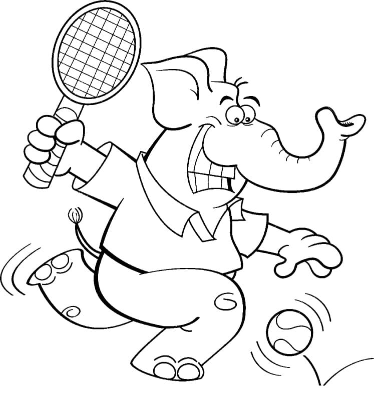 Elefant spiller tennis fargelegging