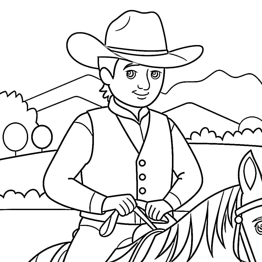 En lykkelig cowboy fargelegging