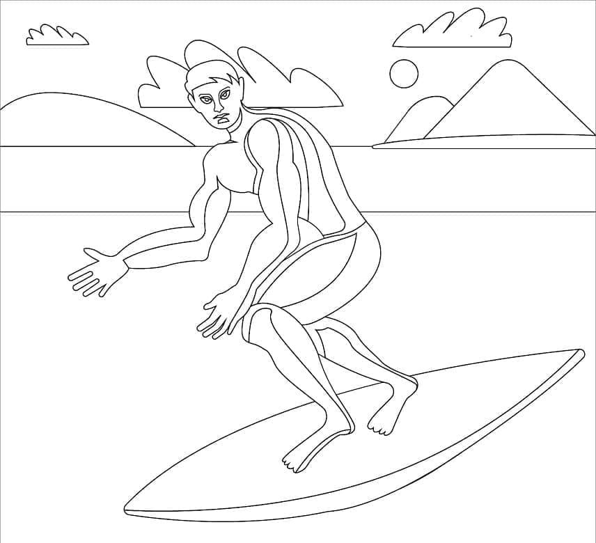 En surfer fargelegging