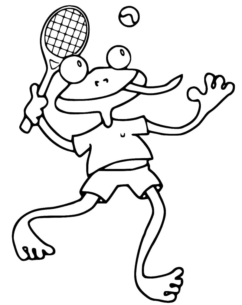 Frosk spiller tennis fargelegging