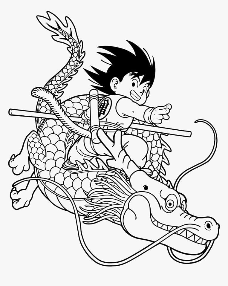 Goku og dragen fargelegging