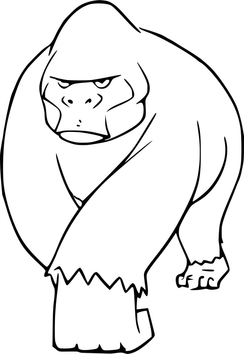 Gorilla går fremover fargelegging