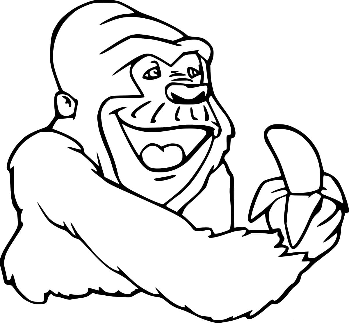 Gorilla som spiser en banan fargelegging