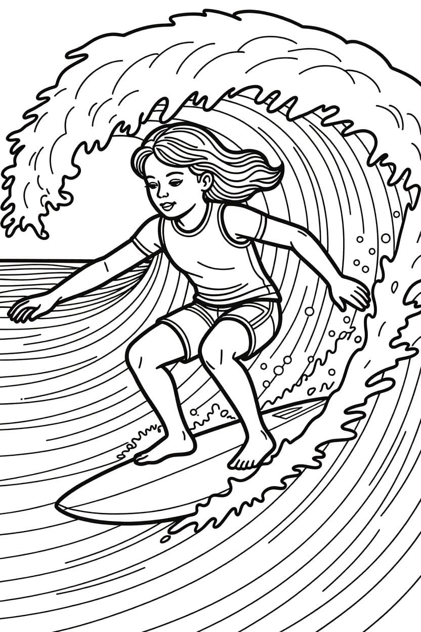 Gratis utskrift av surfing fargelegging