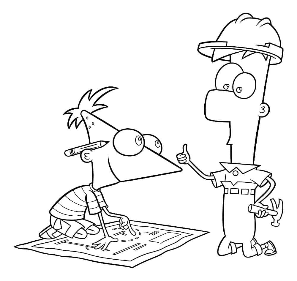 Gratis utskrivbar Phineas og Ferb fargelegging