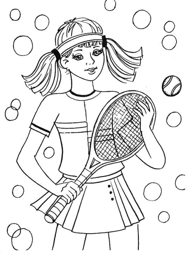 Gratis utskrivbar tennisfigur fargelegging
