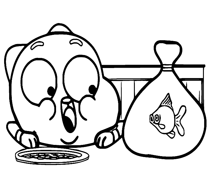 Gumball og en gullfisk fargelegging