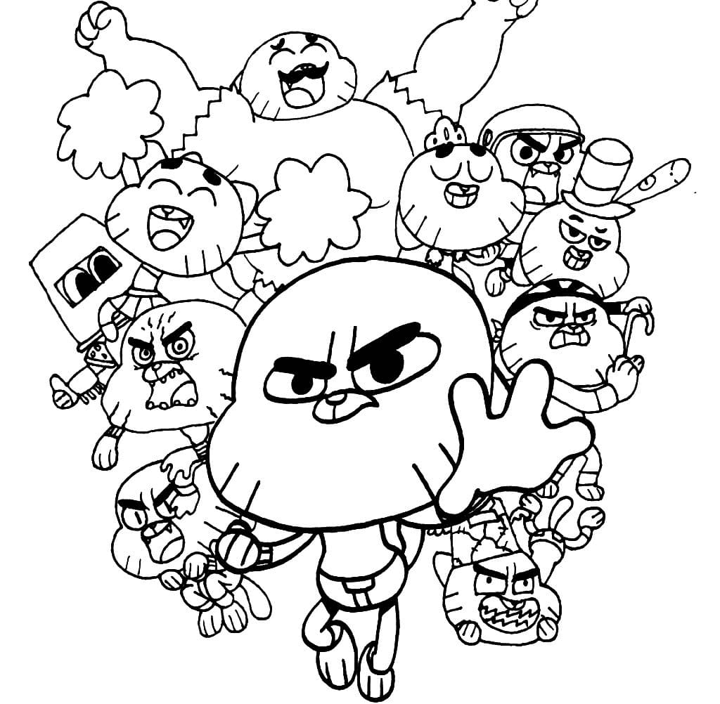 Gumball og venner fargelegging