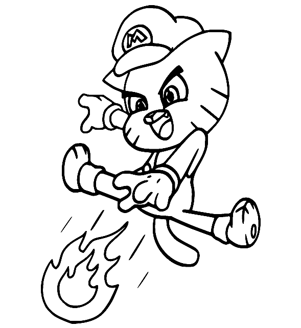 Gumball Watterson og Ild fargelegging