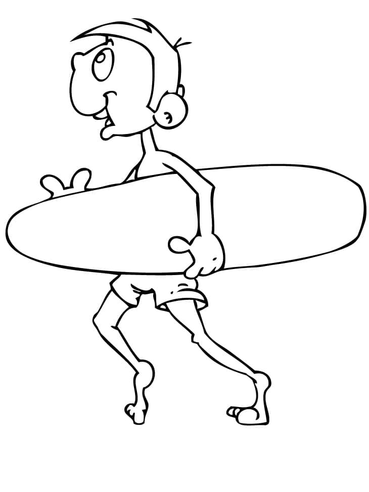 Gutt med surfebrett fargelegging